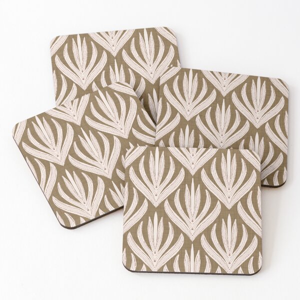 Item preview, Retro Folk Leaf Dull Gold PANTONE 17-0935 - Mid Century Modern Botanical designed and sold by susycosta.