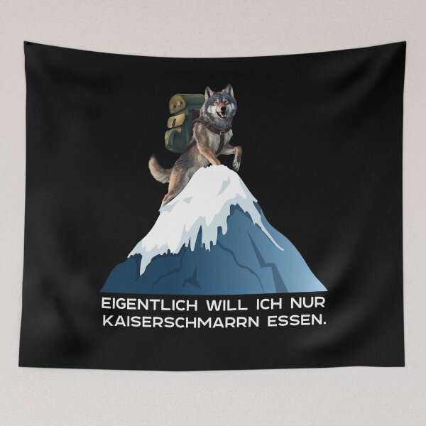 Item preview, Eigentlich Will Ich Nur Kaiserschmarrn essen - Wolf Klettert Auf Einen Schneebedeckten Berg - lustiges Zitat  designed and sold by Smix Pixels.