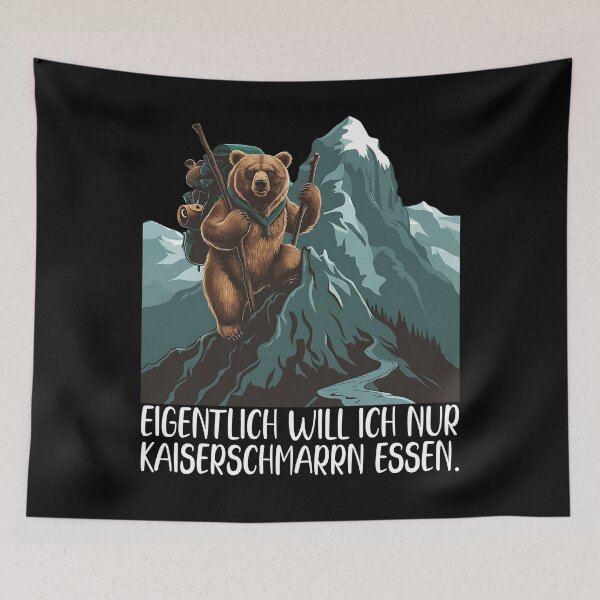 Item preview, Eigentlich Will Ich Nur Kaiserschmarrn Essen - Bär Klettert Auf Einen Schneebedeckten Berg - lustiges Zitat  designed and sold by Smix Pixels.
