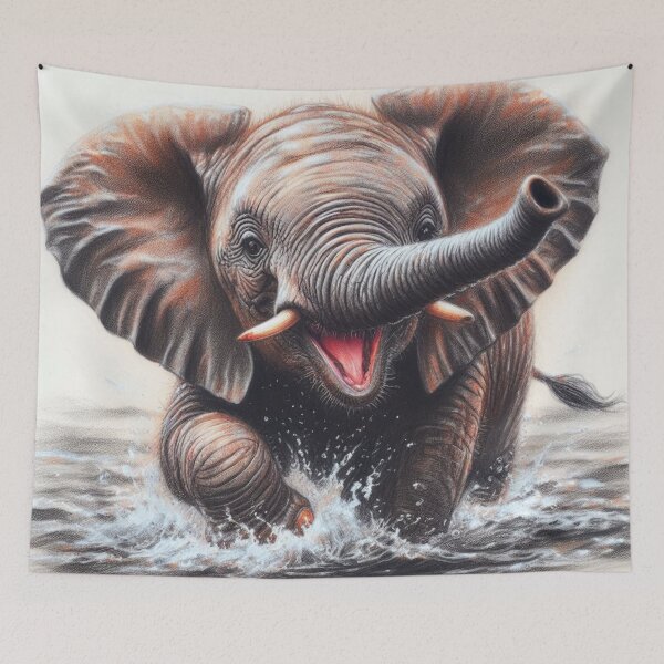 Item preview, Happy Baby Elephant in Water by shs_kenya designed and sold by Shs-Kenya.
