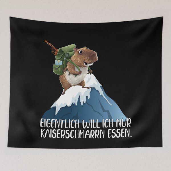 Item preview, Eigentlich Will Ich Nur Kaiserschmarrn Essen - Wasserschwein Klettert Auf Einen Schneebedeckten Berg - lustiges Zitat  designed and sold by Smix Pixels.