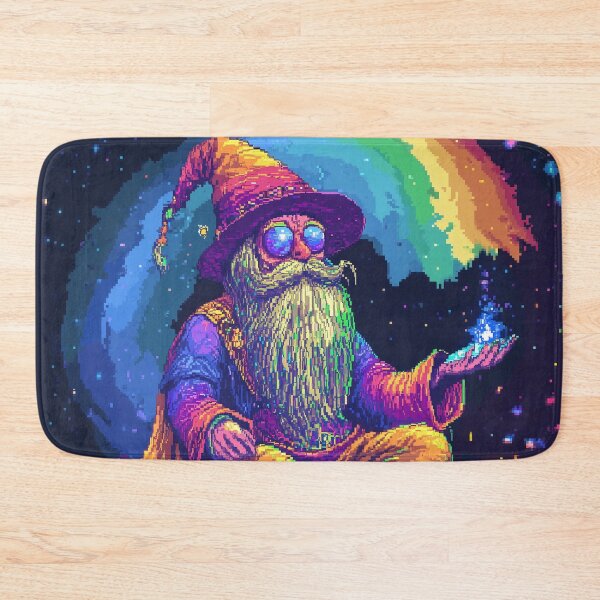 Item preview, Trippy Wizard Rainbow Pixel Art designed and sold by Kaos-Bit.