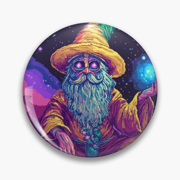 Item preview, Trippy Wizard Rainbow Pixel Art designed and sold by Kaos-Bit.