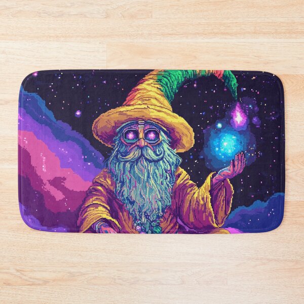 Item preview, Trippy Wizard Rainbow Pixel Art designed and sold by Kaos-Bit.