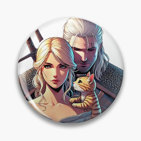 Item preview, Beautiful Ciri and Geralt with cat designed and sold by DuskTillDown.