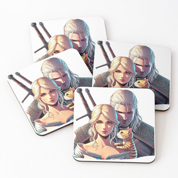 Item preview, Beautiful Ciri and Geralt with cat designed and sold by DuskTillDown.