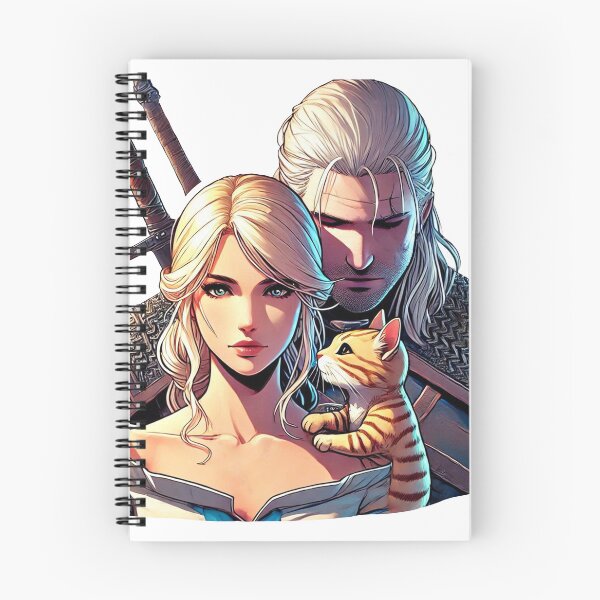 Item preview, Beautiful Ciri and Geralt with cat designed and sold by DuskTillDown.