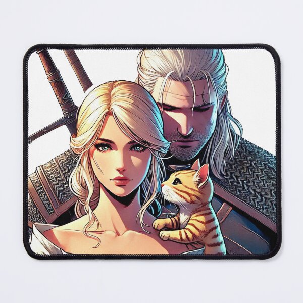 Item preview, Beautiful Ciri and Geralt with cat designed and sold by DuskTillDown.