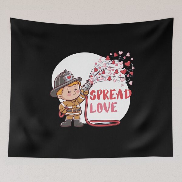Item preview, Valentine's Day Little Firefighter Spread Love designed and sold by ladyindigital.