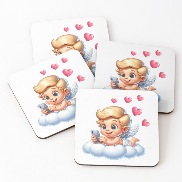Item preview, Cute cupid with phone.  designed and sold by KojourinArt.