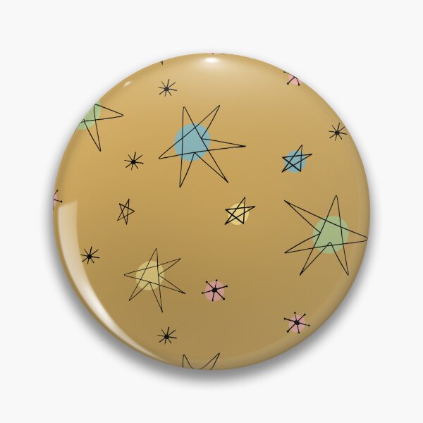 Item preview, Mid Century Modern Retro Vintage Stars Space Age Pattern on Golden Brown designed and sold by Itaya Art.