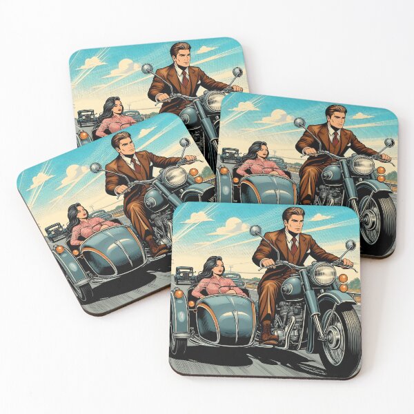 Item preview, DRIVING A MOTORCYCLE WITH A SIDECAR designed and sold by origingallery.