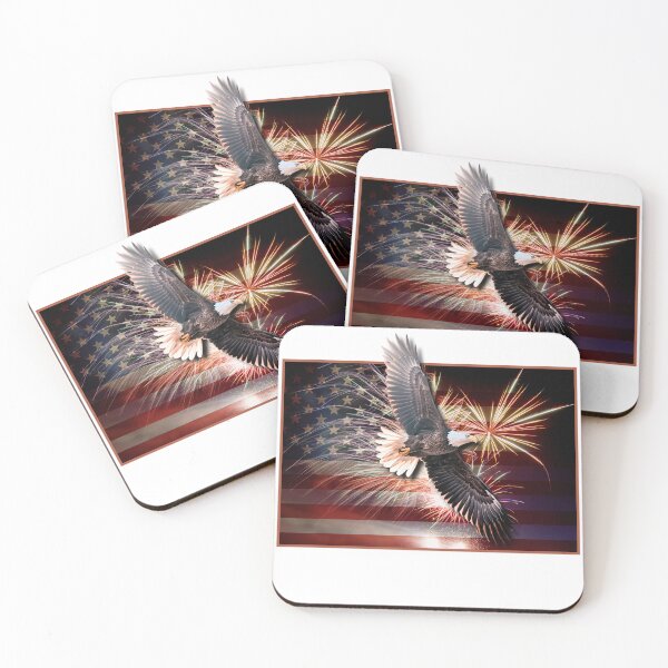 Item preview, Eagle and Flag with fireworks designed and sold by RWCarpenter.