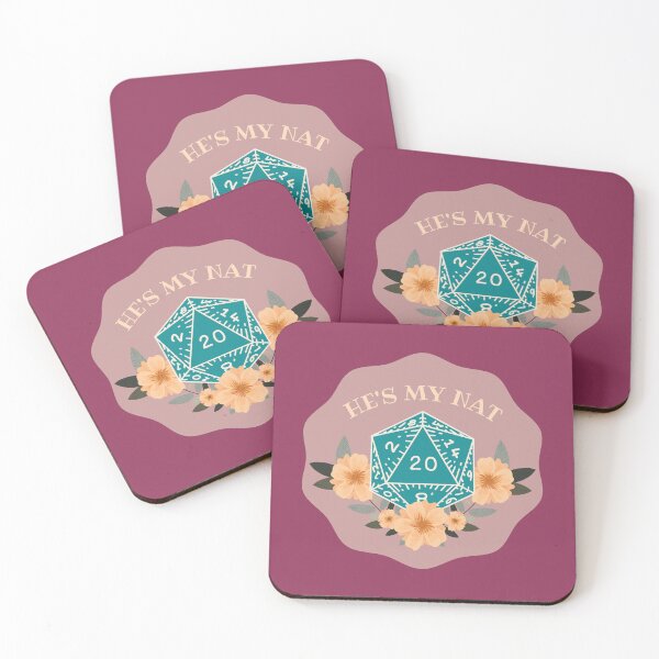 Item preview, “He’s My Nat 20” – D&D-Themed Design with D20 Die and Soft Floral Accents designed and sold by MoonwellMerc.