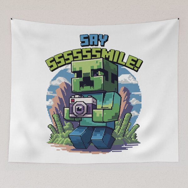 Item preview, Say Sssssmile Pixel Art Design Featuring Creeper for Gamers and Voxel Fans designed and sold by pixelpopplanet.