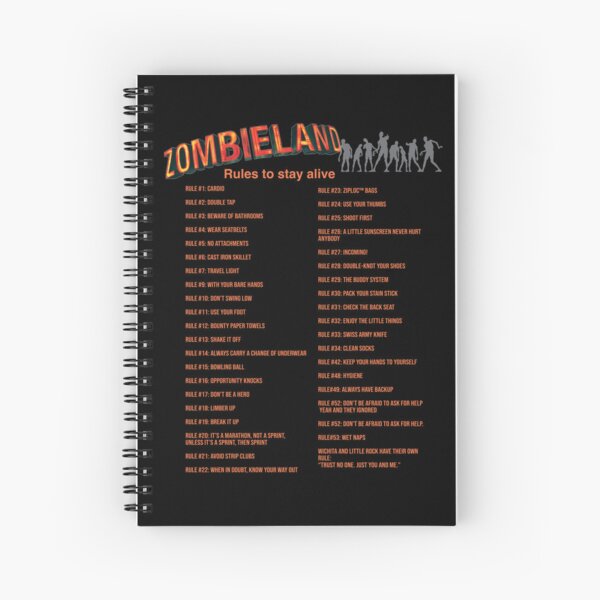 Aperçu de l'œuvre Règles de Zombieland - Texte orange créée et vendue par WhiteShirtGuy.