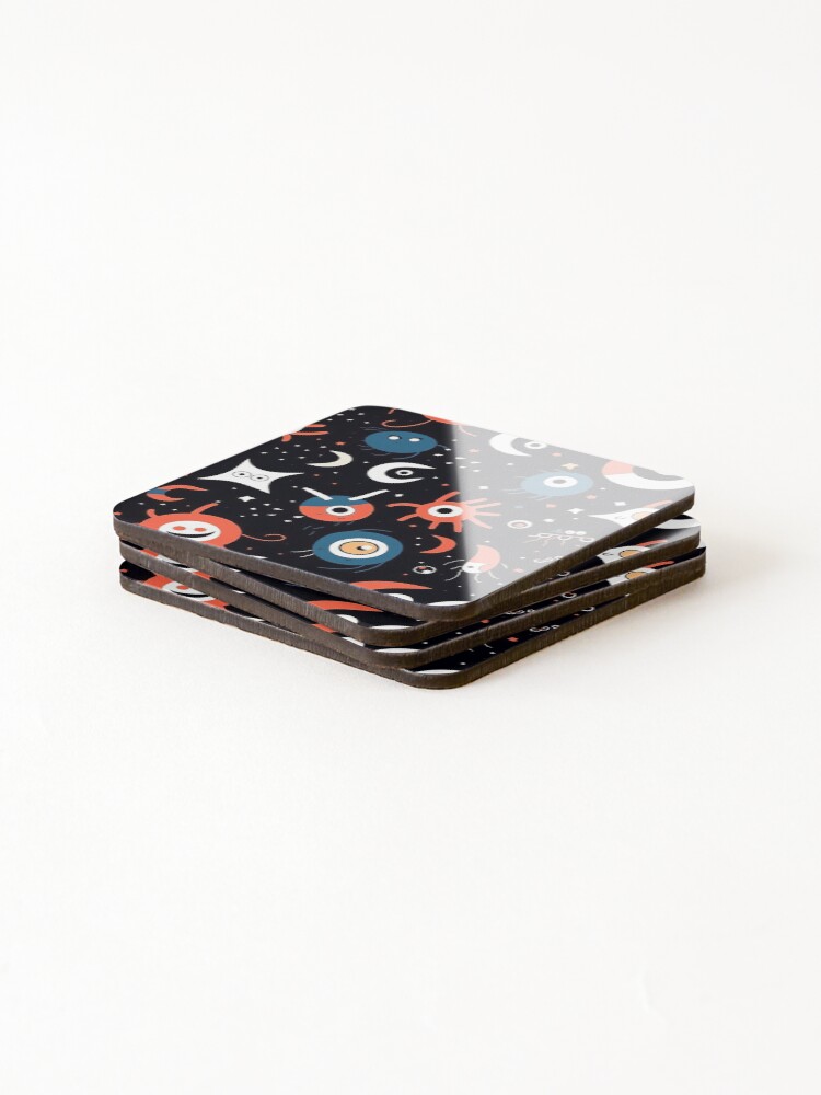 Thumbnail 4 of 5, Coasters (Set of 4), Abstract Space Creatures Pattern designed and sold by bubblegoth.