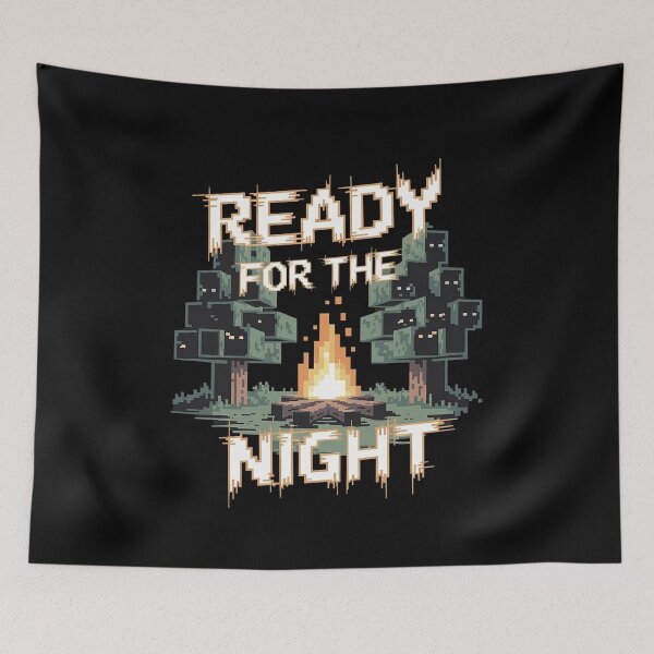 Item preview, Ready for the Night Pixel Art Design Featuring Campfire and Creepy Trees for Minecraft Fans designed and sold by pixelpopplanet.