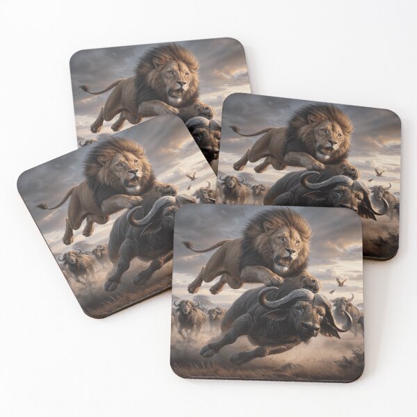 Item preview, LION JUMPING ON HIS PREY designed and sold by origingallery.