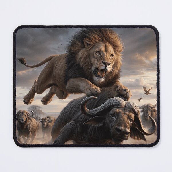 Item preview, LION JUMPING ON HIS PREY designed and sold by origingallery.