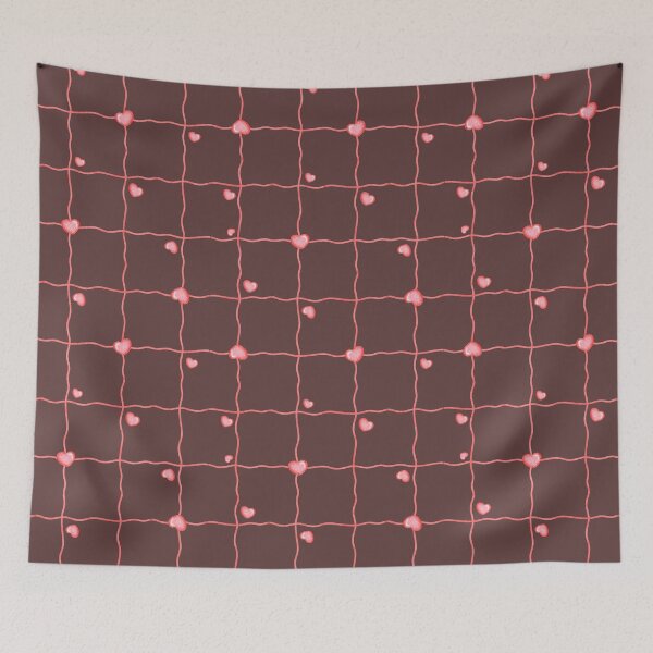 Item preview, Heart Grid Pattern on brown background designed and sold by Nastasiakhmnk.