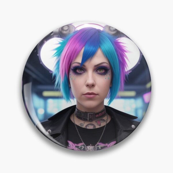 Item preview, Techno Rave Punk Girl Blue Pink Hair designed and sold by highplacidity.