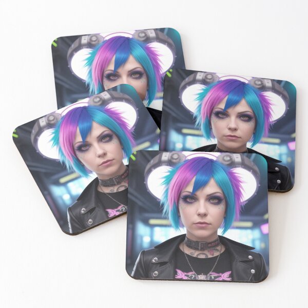 Item preview, Techno Rave Punk Girl Blue Pink Hair designed and sold by highplacidity.