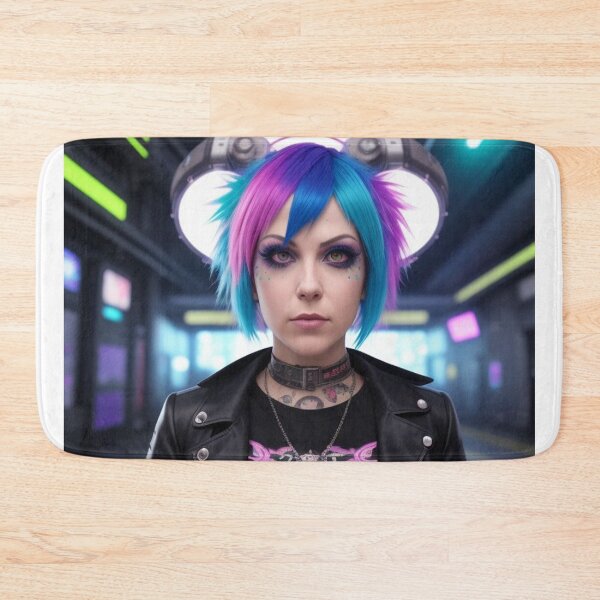 Item preview, Techno Rave Punk Girl Blue Pink Hair designed and sold by highplacidity.