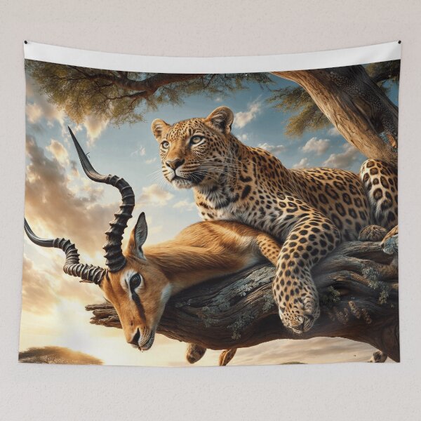 Item preview, LEOPARD PROTECTING ITS PREY designed and sold by origingallery.