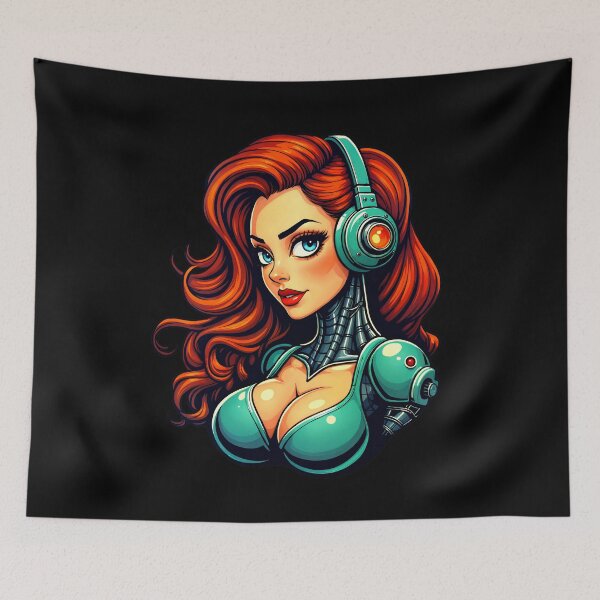 Item preview, Cute Classic Vintage Style Futuristic Anime Girl designed and sold by TheArtOfPat.