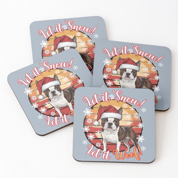 Item preview, Boston Terrier Christmas Design - Let It Snow! Let It Woof! designed and sold by EwaVerse.