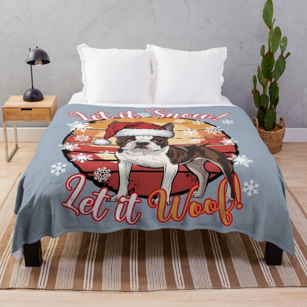 Item preview, Boston Terrier Christmas Design - Let It Snow! Let It Woof! designed and sold by EwaVerse.