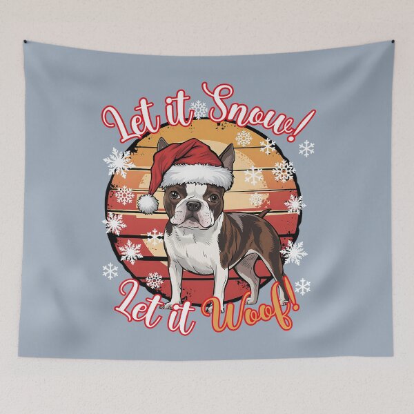 Item preview, Boston Terrier Christmas Design - Let It Snow! Let It Woof! designed and sold by EwaVerse.