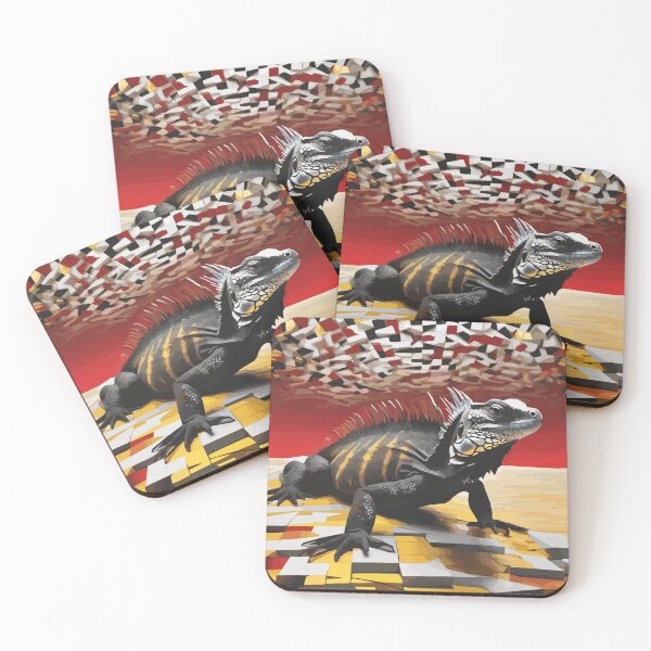 Item preview, Marine Iguana I | Endangered Animal Species Abstract Geometric Art | Digital Wildlife Collection designed and sold by DinaMite-Art.