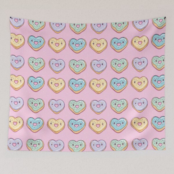 Item preview, Kawaii Donut Hearts Pattern designed and sold by EL-Lebedenko.