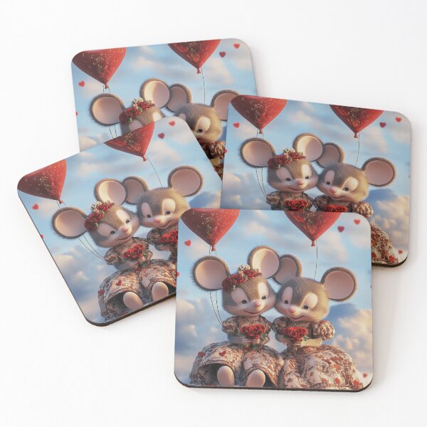 Item preview, Loving Mice with Heart-Shaped Balloons | Valentine's Day designed and sold by Cris888.