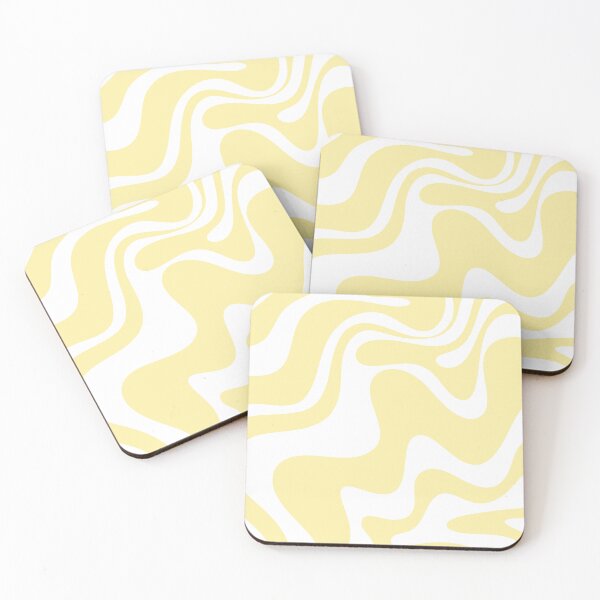 Item preview, Retro Liquid Swirl Contemporary Abstract Pattern 2 in Butter Yellow and White designed and sold by kierkegaard.