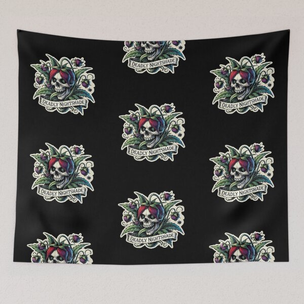 Item preview, Deadly Nightshade Skull Art – Dark Botanical Design designed and sold by Psycho-Crazy.