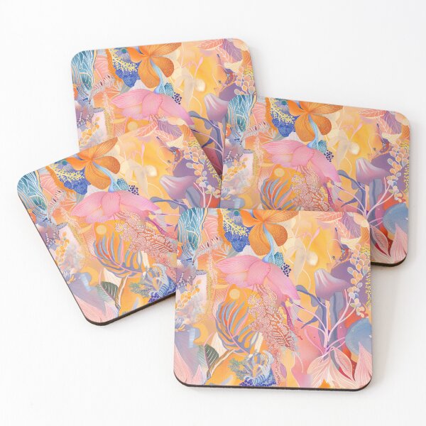 Item preview, sea of flowers in orange & turquoise designed and sold by MindKunst.