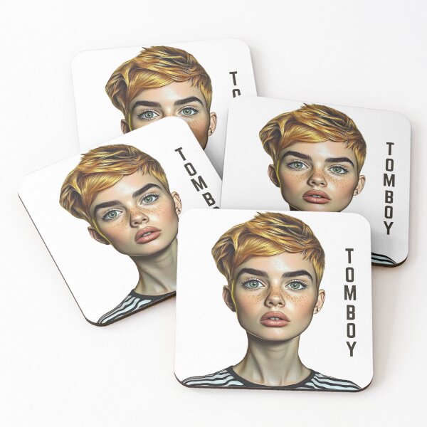 Item preview, Retro Tomboy Pin-Up Girl Pop Art, Black on White - Bold Blonde Beauty - Green Eyed Girl for Apparel, Wall Decor, Totes, Mugs, Stickers, and More. designed and sold by MerchMaid1981.