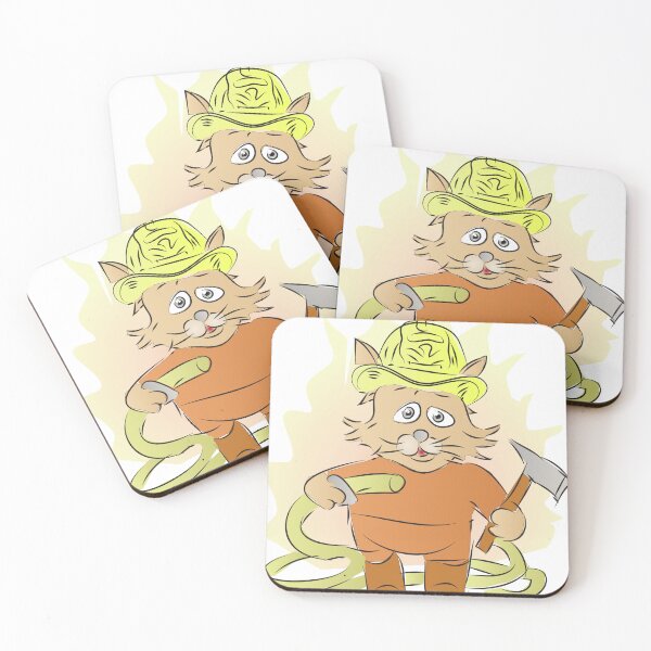 Item preview, Cartoon Firefighter cat Mascot designed and sold by karyalangit.