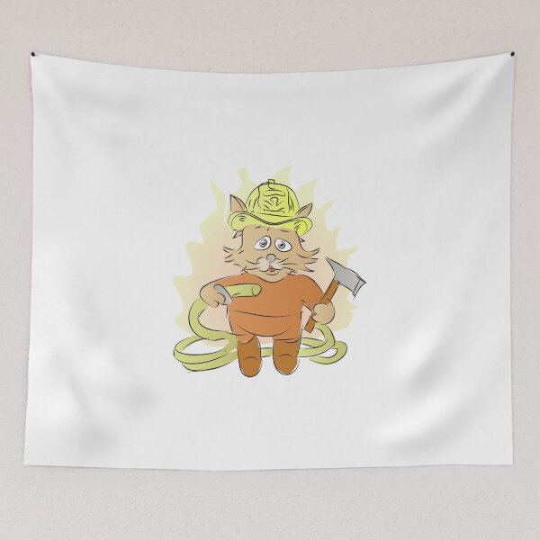 Item preview, Cartoon Firefighter cat Mascot designed and sold by karyalangit.