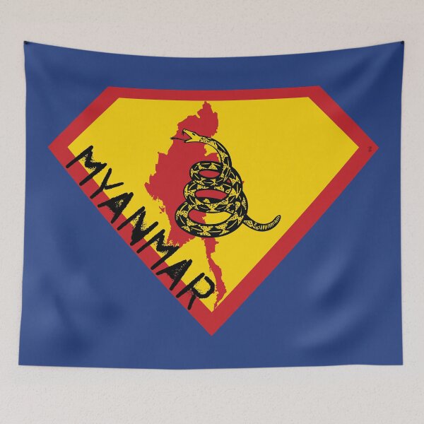 Item preview, MYANMAR Spell Out - Freedom Is The Superpower - Gadsden Snake Flag - Dont Tread On Me SUPERHERO design designed and sold by pelagio.