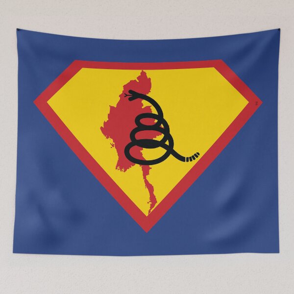 Item preview, MYANMAR  - Freedom Is The Superpower - Modern Gadsden Snake Flag - Dont Tread On Me SUPERHERO design designed and sold by pelagio.