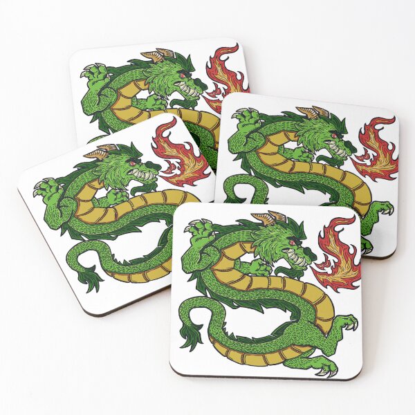 Item preview, Long green dragon breathing fire designed and sold by estermonteraa.