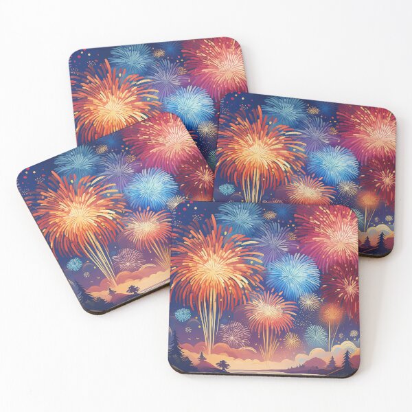 Item preview, A vibrant fireworks display illuminates a serene lake designed and sold by homydesign.