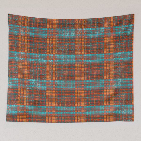 Item preview, Abstract Plaid Teal and Orange Print designed and sold by Sharon Schwalbe.
