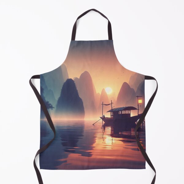 Item preview, Mystical sunset over tranquil waters with a traditional boat designed and sold by homydesign.