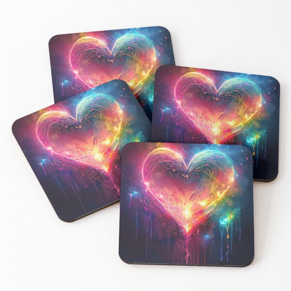 Item preview, A large neon heart with vibrant colors on a dark background designed and sold by homydesign.