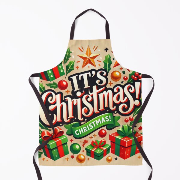 Item preview, The word "CHRISTMAS" is spelled out in festive lettering with gifts, candy canes, holly, and stars on a beige background designed and sold by homydesign.